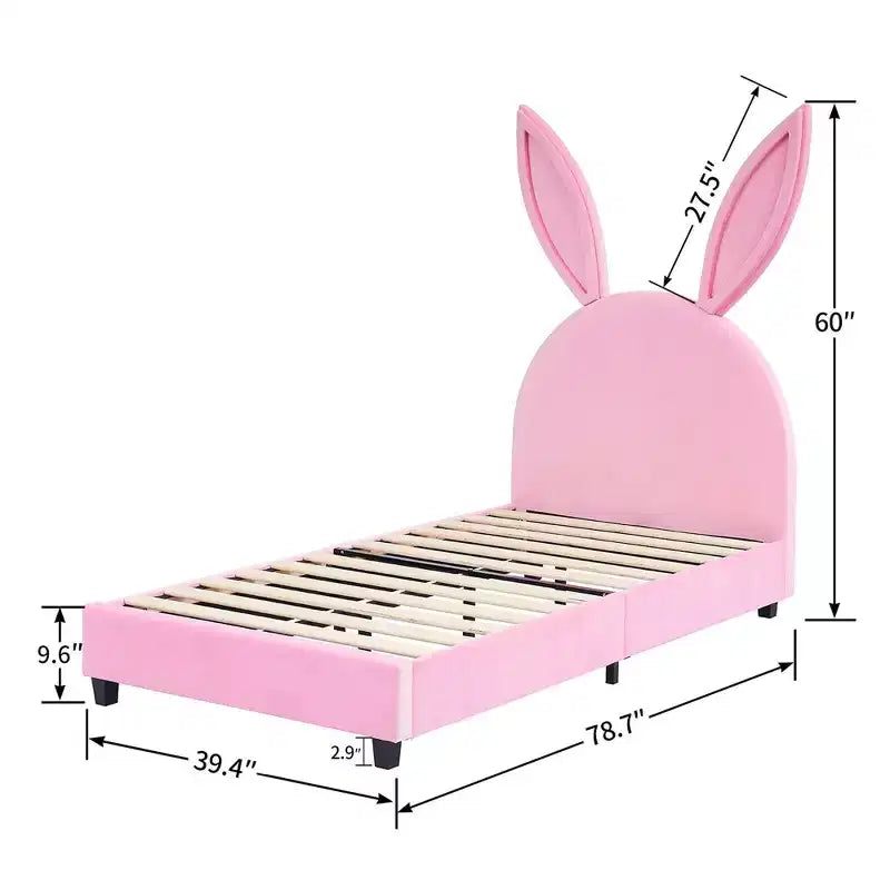 Cadre de lit plateforme double pour enfants VECELO avec tête de lit rembourrée