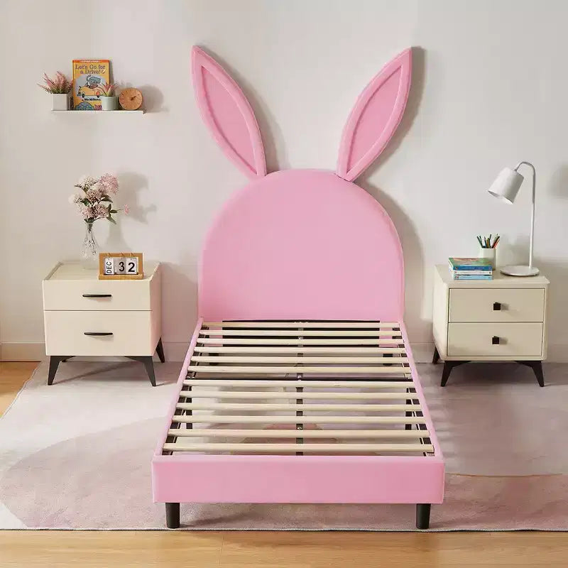 Cadre de lit plateforme double pour enfants VECELO avec tête de lit rembourrée