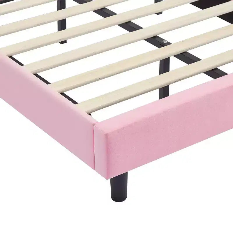 Cadre de lit plateforme double pour enfants VECELO avec tête de lit rembourrée