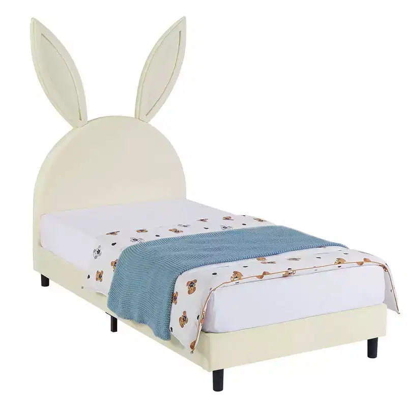 Cadre de lit plateforme double pour enfants VECELO avec tête de lit rembourrée