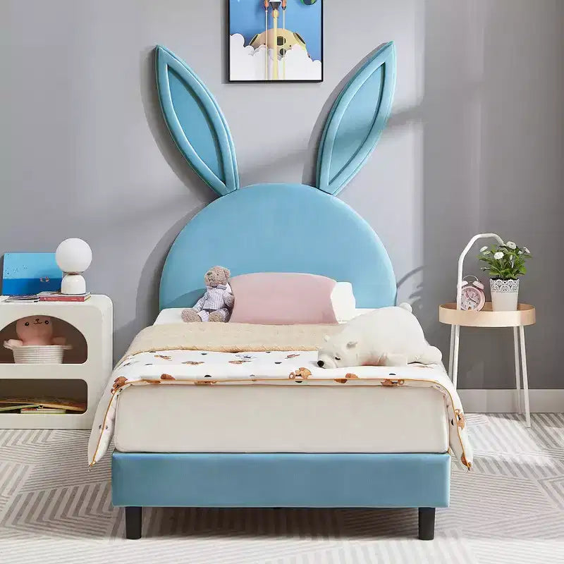 Cadre de lit plateforme double pour enfants VECELO avec tête de lit rembourrée