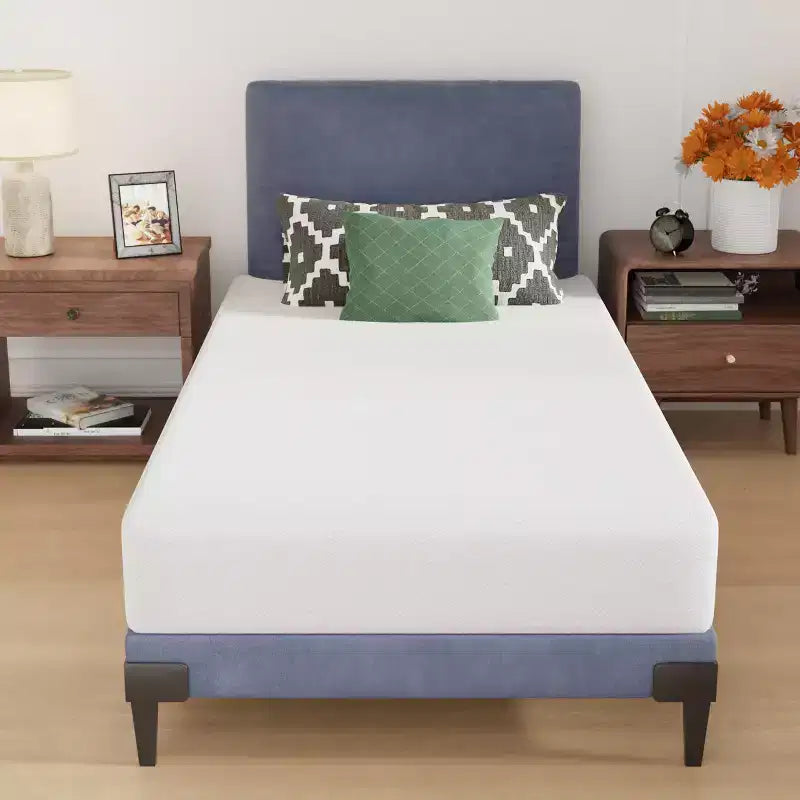 Matelas en mousse de base FDW 8 pouces, certifié CertiPUR-US, matelas respirant pour un sommeil plus frais et un meilleur soutien, housse souple amovible, blanc