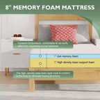 Matelas en mousse de base FDW 8 pouces, certifié CertiPUR-US, matelas respirant pour un sommeil plus frais et un meilleur soutien, housse souple amovible, blanc