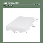 Matelas en mousse de base FDW 8 pouces, certifié CertiPUR-US, matelas respirant pour un sommeil plus frais et un meilleur soutien, housse souple amovible, blanc