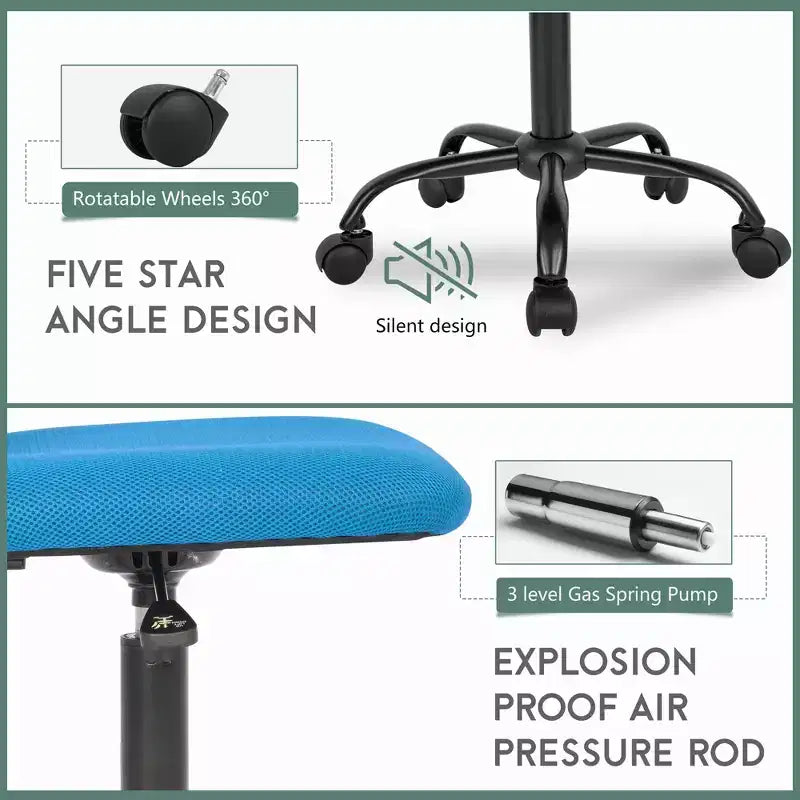 FDW Chaise de Bureau Dossier Moyen en Maille Chaise d'Ordinateur sans Accoudoirs Chaise Pivotante à Roulettes avec Support Lombaire