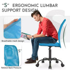 FDW Chaise de Bureau Dossier Moyen en Maille Chaise d'Ordinateur sans Accoudoirs Chaise Pivotante à Roulettes avec Support Lombaire