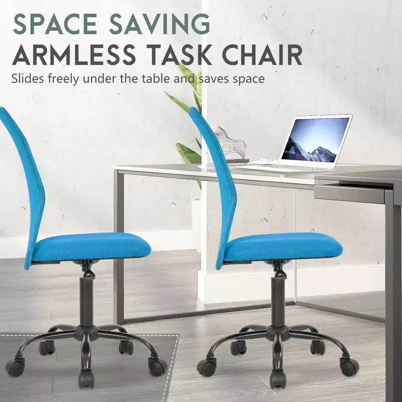 FDW Chaise de Bureau Dossier Moyen en Maille Chaise d'Ordinateur sans Accoudoirs Chaise Pivotante à Roulettes avec Support Lombaire