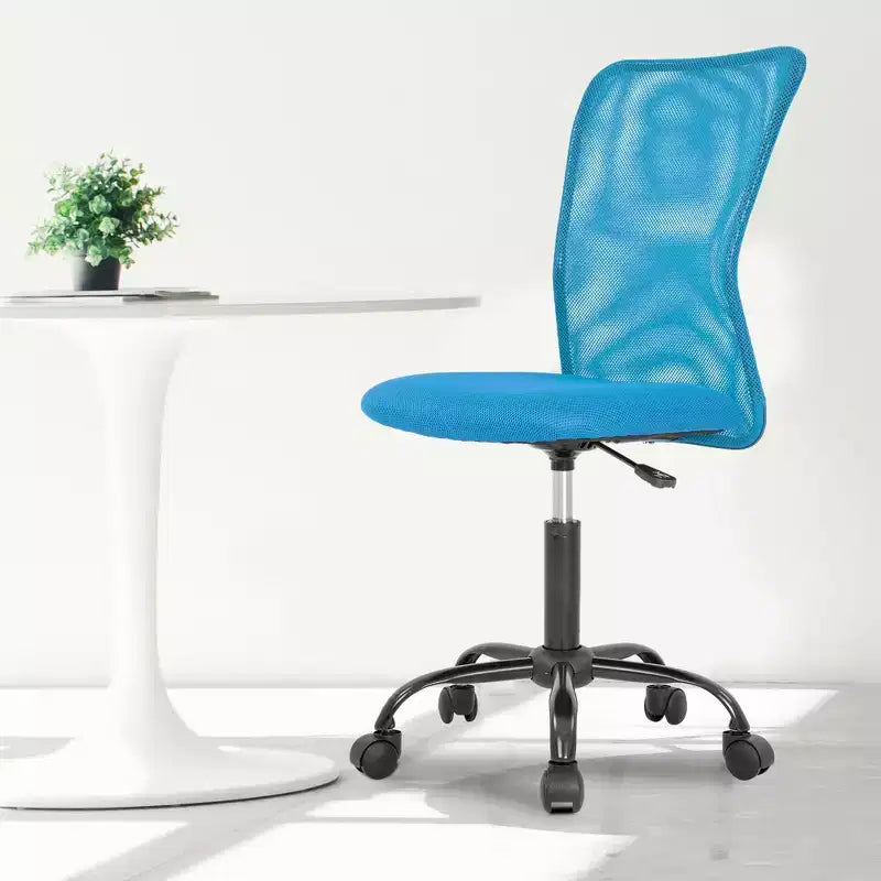 FDW Chaise de Bureau Dossier Moyen en Maille Chaise d'Ordinateur sans Accoudoirs Chaise Pivotante à Roulettes avec Support Lombaire