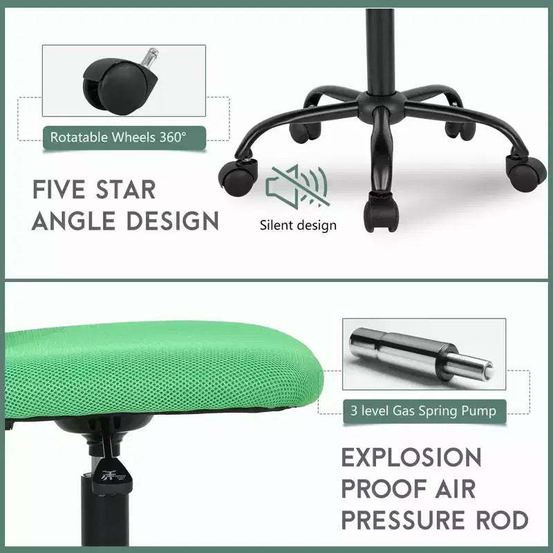 FDW Chaise de Bureau Dossier Moyen en Maille Chaise d'Ordinateur sans Accoudoirs Chaise Pivotante à Roulettes avec Support Lombaire