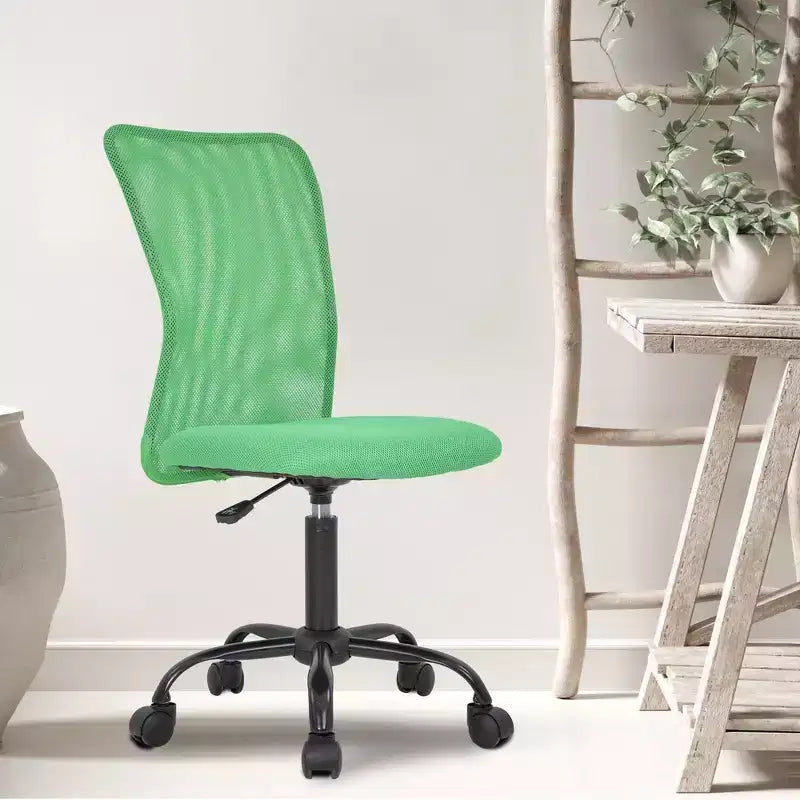 FDW Chaise de Bureau Dossier Moyen en Maille Chaise d'Ordinateur sans Accoudoirs Chaise Pivotante à Roulettes avec Support Lombaire