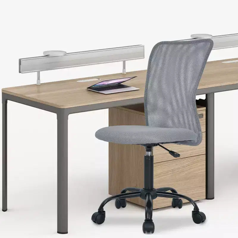 FDW Chaise de Bureau Dossier Moyen en Maille Chaise d'Ordinateur sans Accoudoirs Chaise Pivotante à Roulettes avec Support Lombaire
