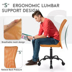 FDW Chaise de Bureau Dossier Moyen en Maille Chaise d'Ordinateur sans Accoudoirs Chaise Pivotante à Roulettes avec Support Lombaire