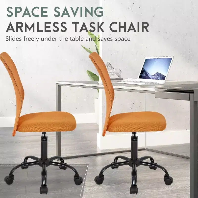 FDW Chaise de Bureau Dossier Moyen en Maille Chaise d'Ordinateur sans Accoudoirs Chaise Pivotante à Roulettes avec Support Lombaire