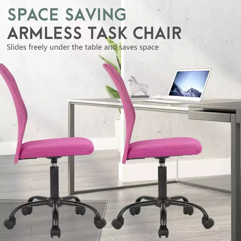 FDW Chaise de Bureau Dossier Moyen en Maille Chaise d'Ordinateur sans Accoudoirs Chaise Pivotante à Roulettes avec Support Lombaire