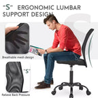 FDW Chaise de Bureau Dossier Moyen en Maille Chaise d'Ordinateur sans Accoudoirs Chaise Pivotante à Roulettes avec Support Lombaire