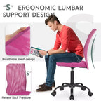 FDW Chaise de Bureau Dossier Moyen en Maille Chaise d'Ordinateur sans Accoudoirs Chaise Pivotante à Roulettes avec Support Lombaire