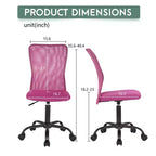 FDW Chaise de Bureau Dossier Moyen en Maille Chaise d'Ordinateur sans Accoudoirs Chaise Pivotante à Roulettes avec Support Lombaire
