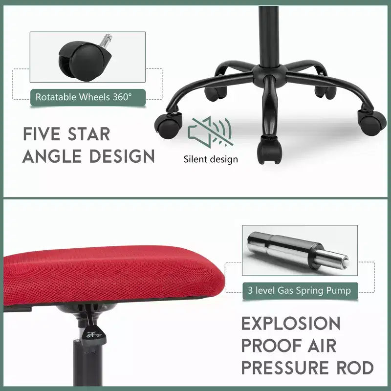 FDW Chaise de Bureau Dossier Moyen en Maille Chaise d'Ordinateur sans Accoudoirs Chaise Pivotante à Roulettes avec Support Lombaire