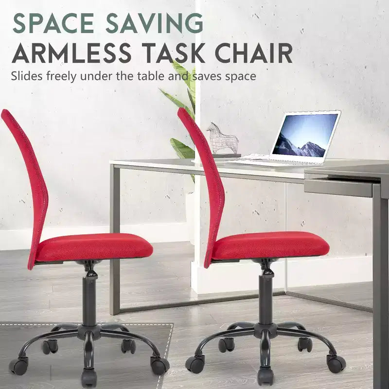FDW Chaise de Bureau Dossier Moyen en Maille Chaise d'Ordinateur sans Accoudoirs Chaise Pivotante à Roulettes avec Support Lombaire