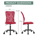 FDW Chaise de Bureau Dossier Moyen en Maille Chaise d'Ordinateur sans Accoudoirs Chaise Pivotante à Roulettes avec Support Lombaire