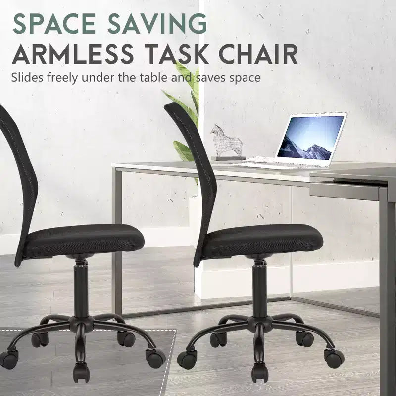 FDW Chaise de Bureau Dossier Moyen en Maille Chaise d'Ordinateur sans Accoudoirs Chaise Pivotante à Roulettes avec Support Lombaire
