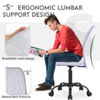 FDW Chaise de Bureau Dossier Moyen en Maille Chaise d'Ordinateur sans Accoudoirs Chaise Pivotante à Roulettes avec Support Lombaire