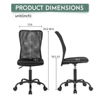 FDW Chaise de Bureau Dossier Moyen en Maille Chaise d'Ordinateur sans Accoudoirs Chaise Pivotante à Roulettes avec Support Lombaire