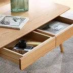 Table basse avec tiroirs, Table basse en bois, Table basse de salon, Table basse plateau en bois massif, Bureau de travail, d'étude et d'écriture pour salon, chambre et entrée