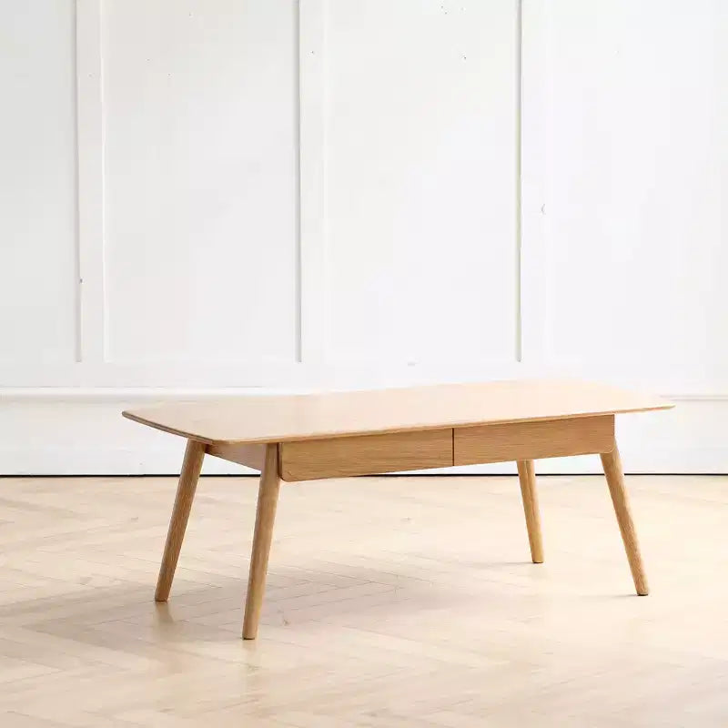 Table basse avec tiroirs, Table basse en bois, Table basse de salon, Table basse plateau en bois massif, Bureau de travail, d'étude et d'écriture pour salon, chambre et entrée