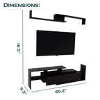 Meuble TV LeisureMod avec étagères et bibliothèque en MDF, Collection Surrey, Console de divertissement moderne pour salon, appartement ou bureau
