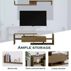 Meuble TV LeisureMod avec étagères et bibliothèque en MDF, Collection Surrey, Console de divertissement moderne pour salon, appartement ou bureau