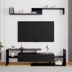 Meuble TV LeisureMod avec étagères et bibliothèque en MDF, Collection Surrey, Console de divertissement moderne pour salon, appartement ou bureau