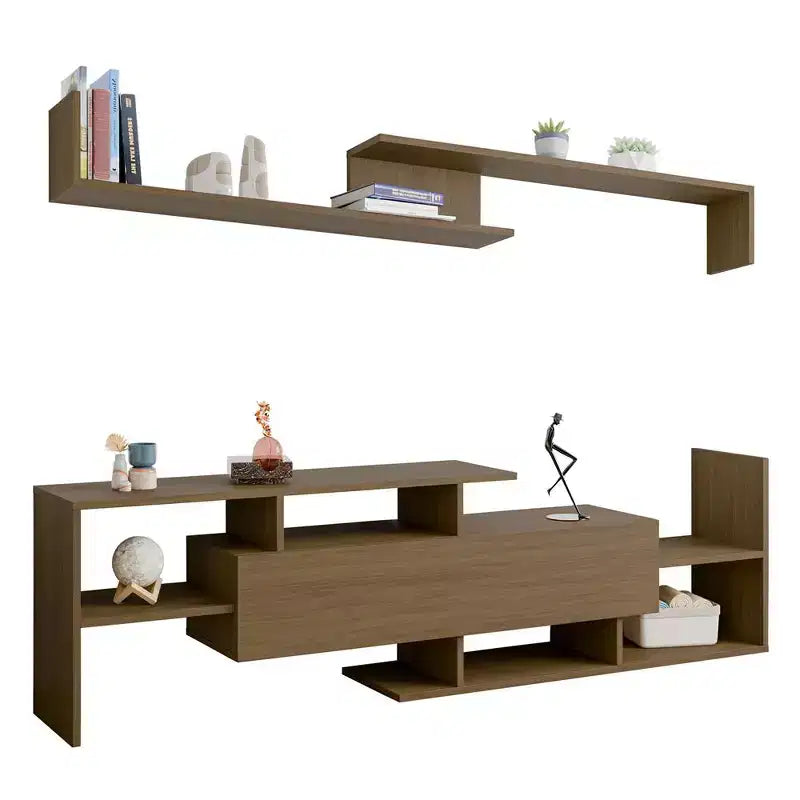 Meuble TV LeisureMod avec étagères et bibliothèque en MDF, Collection Surrey, Console de divertissement moderne pour salon, appartement ou bureau