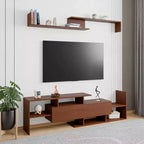 Meuble TV LeisureMod avec étagères et bibliothèque en MDF, Collection Surrey, Console de divertissement moderne pour salon, appartement ou bureau