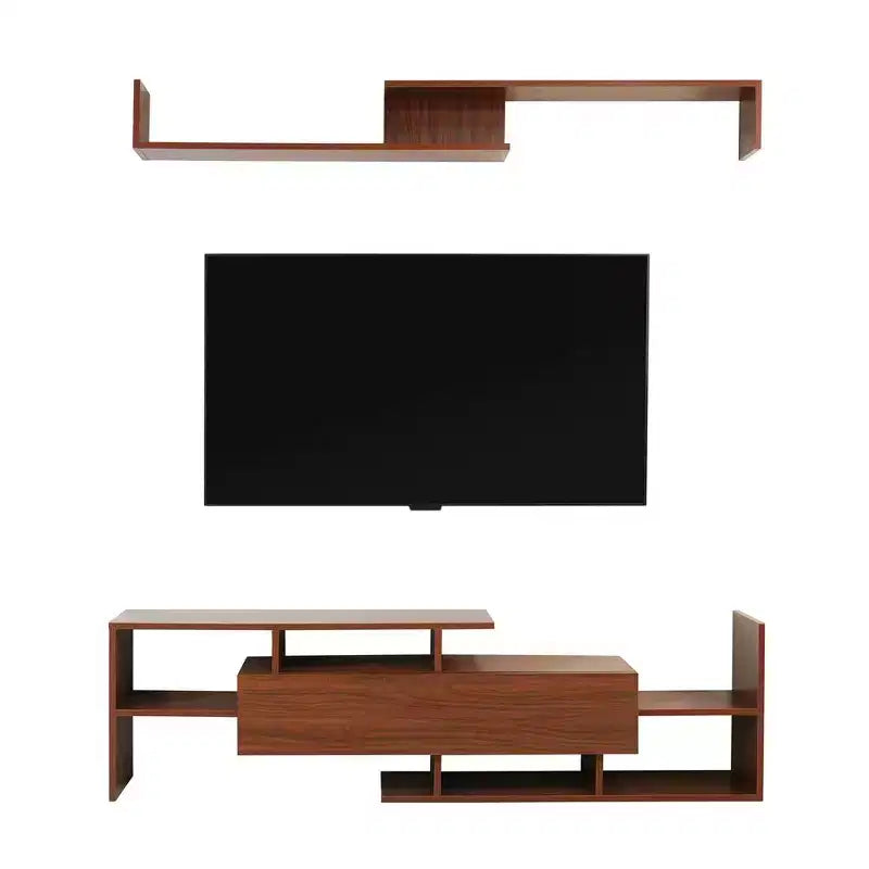 Meuble TV LeisureMod avec étagères et bibliothèque en MDF, Collection Surrey, Console de divertissement moderne pour salon, appartement ou bureau