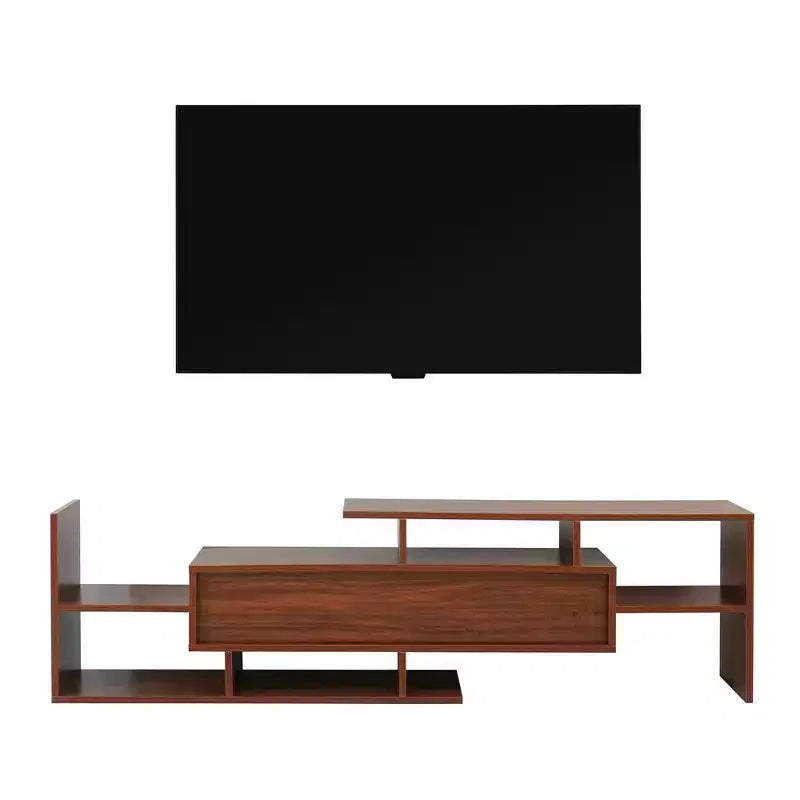 Meuble TV LeisureMod avec étagères et bibliothèque en MDF, Collection Surrey, Console de divertissement moderne pour salon, appartement ou bureau