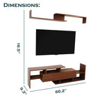 Meuble TV LeisureMod avec étagères et bibliothèque en MDF, Collection Surrey, Console de divertissement moderne pour salon, appartement ou bureau