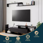 Meuble TV LeisureMod avec étagères et bibliothèque en MDF, Collection Surrey, Console de divertissement moderne pour salon, appartement ou bureau