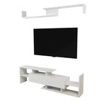 Meuble TV LeisureMod avec étagères et bibliothèque en MDF, Collection Surrey, Console de divertissement moderne pour salon, appartement ou bureau