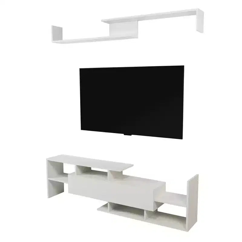 Meuble TV LeisureMod avec étagères et bibliothèque en MDF, Collection Surrey, Console de divertissement moderne pour salon, appartement ou bureau