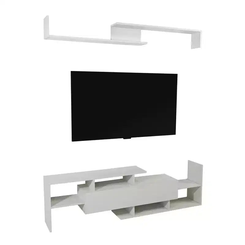 Meuble TV LeisureMod avec étagères et bibliothèque en MDF, Collection Surrey, Console de divertissement moderne pour salon, appartement ou bureau