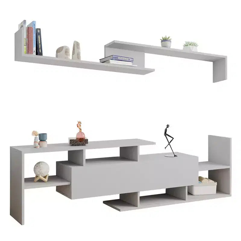Meuble TV LeisureMod avec étagères et bibliothèque en MDF, Collection Surrey, Console de divertissement moderne pour salon, appartement ou bureau