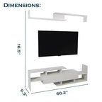 Meuble TV LeisureMod avec étagères et bibliothèque en MDF, Collection Surrey, Console de divertissement moderne pour salon, appartement ou bureau