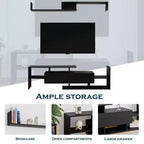 Meuble TV LeisureMod avec étagères et bibliothèque en MDF, Collection Surrey, Console de divertissement moderne pour salon, appartement ou bureau