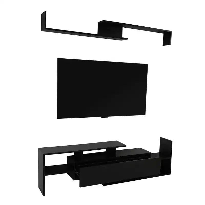 Meuble TV LeisureMod avec étagères et bibliothèque en MDF, Collection Surrey, Console de divertissement moderne pour salon, appartement ou bureau