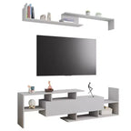 Meuble TV LeisureMod avec étagères et bibliothèque en MDF, Collection Surrey, Console de divertissement moderne pour salon, appartement ou bureau