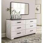 Commode à six tiroirs Shawburn de Signature Design by Ashley, bicolore blanc délavé et gris rustique, style ferme moderne