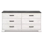 Commode à six tiroirs Shawburn de Signature Design by Ashley, bicolore blanc délavé et gris rustique, style ferme moderne