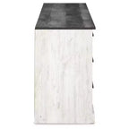Commode à six tiroirs Shawburn de Signature Design by Ashley, bicolore blanc délavé et gris rustique, style ferme moderne