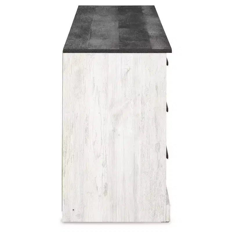 Commode à six tiroirs Shawburn de Signature Design by Ashley, bicolore blanc délavé et gris rustique, style ferme moderne